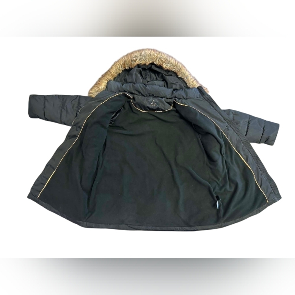 Alta Puffer Coat Black Faux Fur Hood Size 3X EUC Black Puffer - Picture 5 of 9